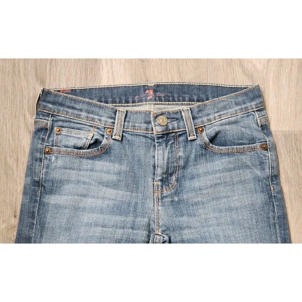 7 For All Mankind Jeans Girl 12 Youth Crop Mid Rise Stretch Denim Y2K